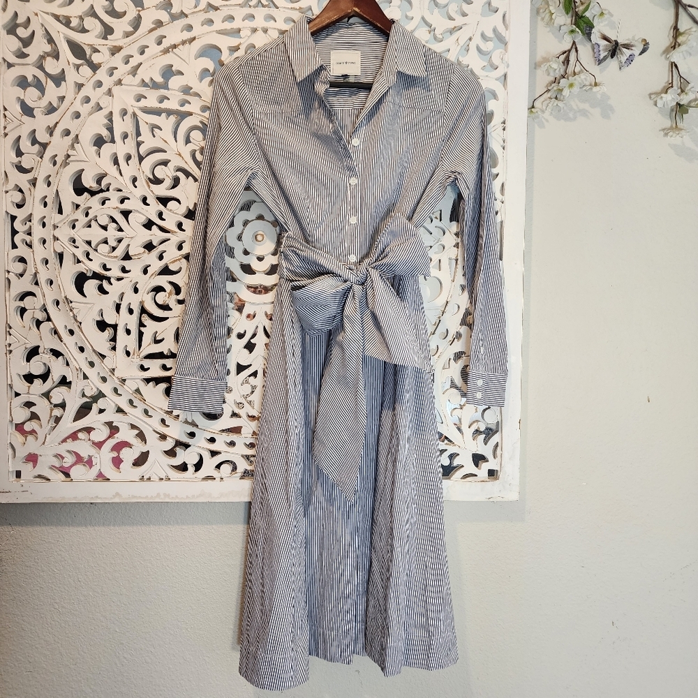 COURT & ROWE PINSTRIPES, BUTTON DOWN, TIE WAIST, & COLLAR WOMENS SIZE 2 - Picture 6 of 16